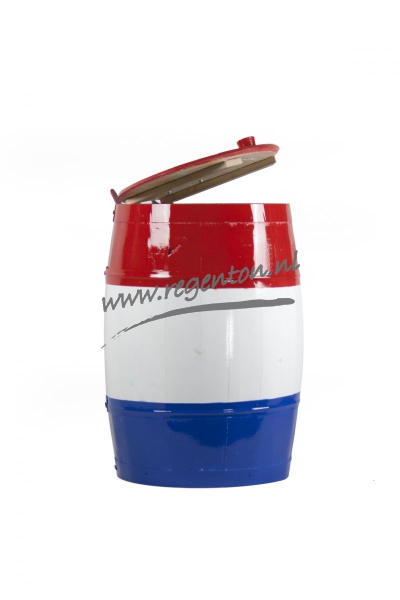  Afvalton 50 L rood-wit-blauw met deksel